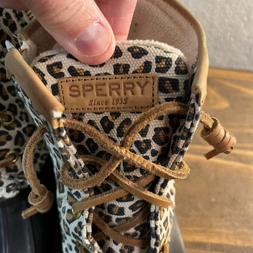 Sperry Boots Women’s Size 8.5 Saltwater Leopard Print Duck Boots STS85919 Used - Picture 7 of 9